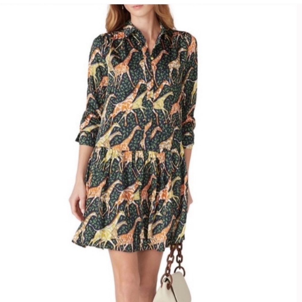 J.Crew Giraffe Print Tiered Shirtdress XXSP